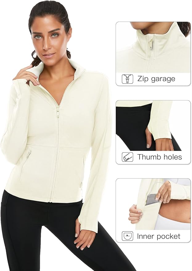 VUTRU Women's Workout Yoga Jacket Full Zip Running Athletic Track Jacket