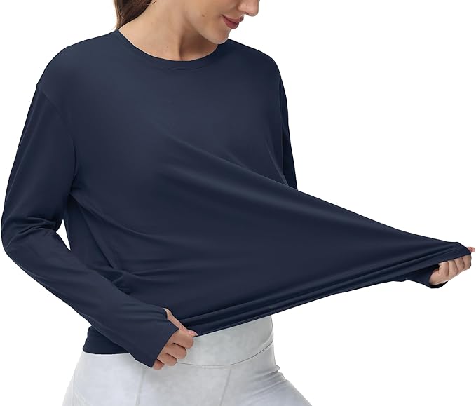 THE GYM PEOPLE Women's Long Sleeve Workout Shirts Back Loose Fit Running Tee Tops with Thumb Hole