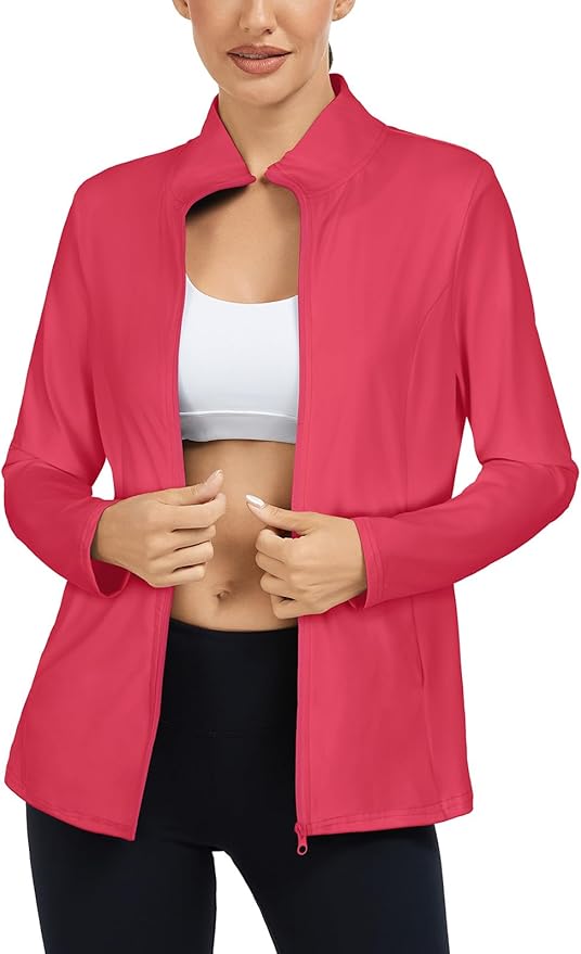 LURANEE Women's Golf Athletic Jackets with Pleated Tennis Skirt Hem Lightweight Full Zip Long Sleeve Shirts with Pockets
