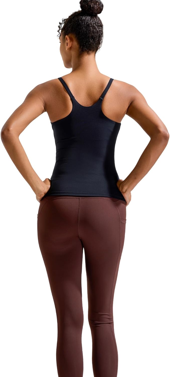 RUNNING GIRL Yoga Tank Tops for Women Built in Shelf Bra B/C Cups Strappy Back Activewear Workout Compression Tops