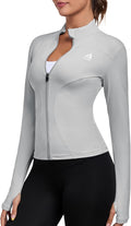 Women's Full Zip Workout Jacket Lightweight Running Slim Fit Athletic Jackets With Thumb Holes