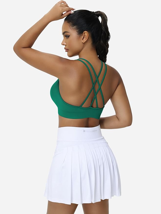 VEQKING Women's Cross Back Sports Bra Padded Strappy Medium Support Yoga Bra for Workout Fitness 3 Pack
