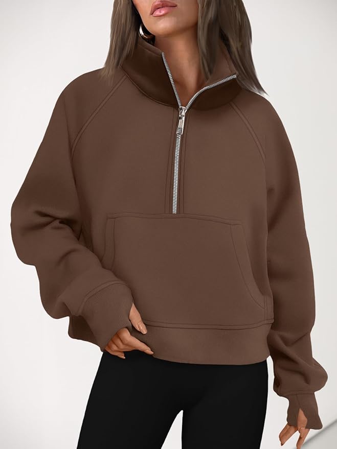 AUTOMET Womens Sweatshirts Half Zip Cropped Pullover Fleece Quarter Zipper Hoodies 2026 Fall Fashion Outfits Clothes