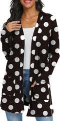 Womens Casual Lightweight with Pocketes Long Sleeve Open Front Cardigan
