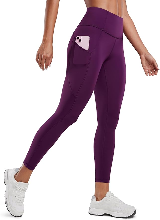 CRZ YOGA Naked Feeling Workout Leggings Pockets 25'' - High Waisted Womens Yoga Pants Running Tights