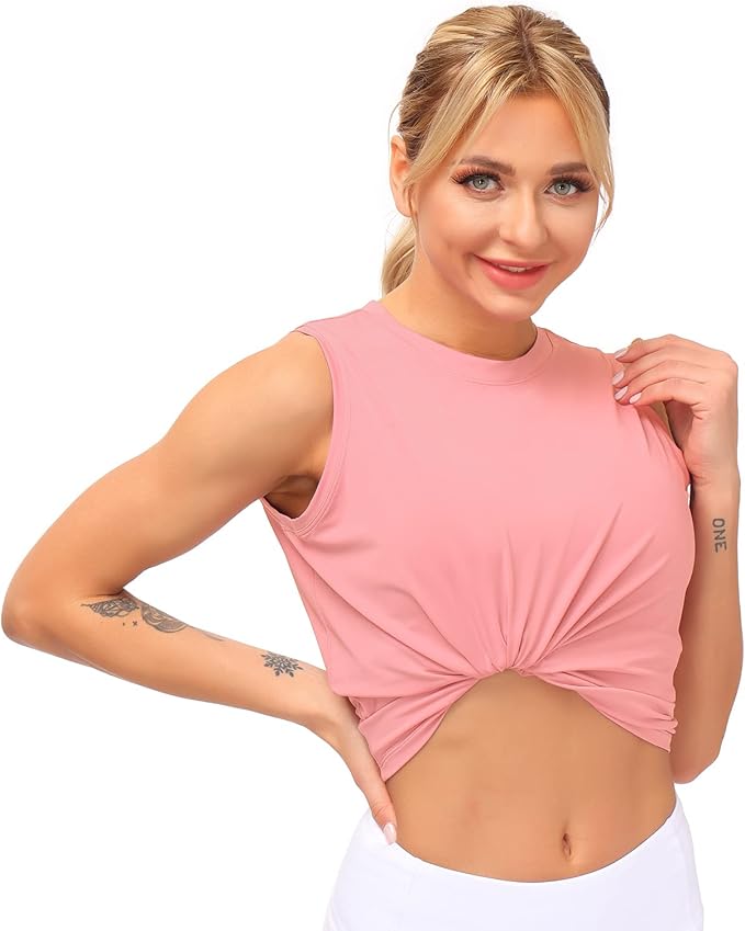 Dragon Fit Womens Ice Silk Workout Tank Tops Sleeveless Cropped Yoga Shirt for Running Gym Summer