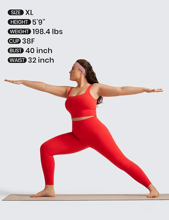 CRZ YOGA Butterluxe Square Neck Crop Tank Tops for Women - Workout Longline Sports Bras Padded Yoga Camisole