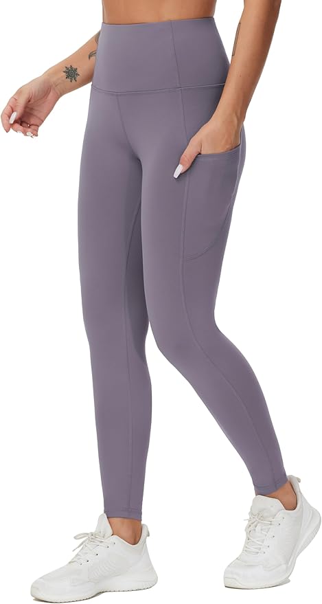 THE GYM PEOPLE Thick High Waist Yoga Pants with Pockets, Tummy Control Workout Running Yoga Leggings for Women
