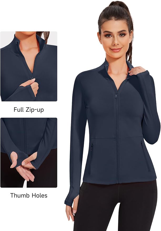 VUTRU Women's Workout Yoga Jacket Full Zip Running Athletic Track Jacket