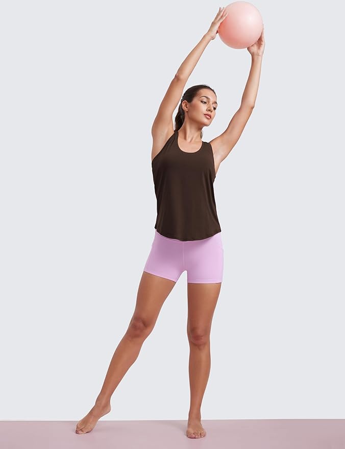 CRZ YOGA Pima Cotton Racerback Tank Tops for Women - Workout Athletic Casual Soft Scoop Neck Sleeveless Shirts