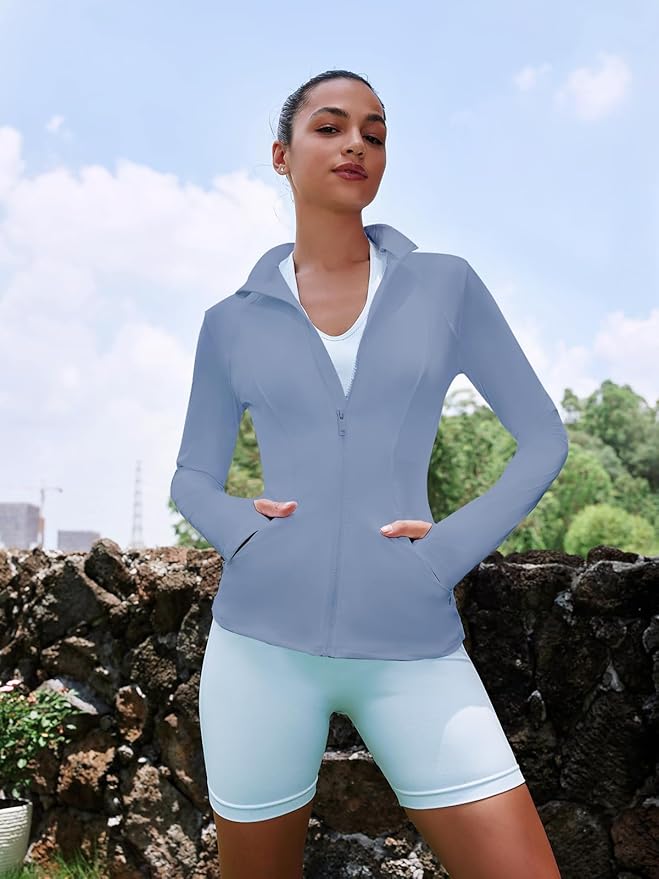 VUTRU Women's Workout Yoga Jacket Full Zip Running Athletic Track Jacket