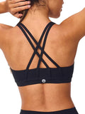 Women's Strappy Sports Bras Light Compression Crop Criss Cross Back Padded Workout Yoga Bra Supportive U Neckline