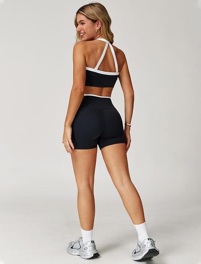 QBGJTD Two Piece Workout Sets For Women Tank Top Matching High Waist Booty Lifting Shorts Gym Yoga Active Wear Outfits