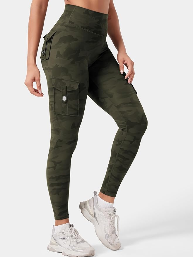 YEOREO CoreFlex Workout Cargo Leggings with Pockets for Women Hidden Scrunch Butt Lifting Leggings Gym Yoga Pants