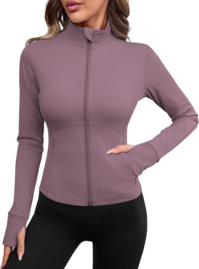 Avoogue Women Lightweight Active Jacket Full Zip Workout Running Yoga Athletic Outerwear with Pockets
