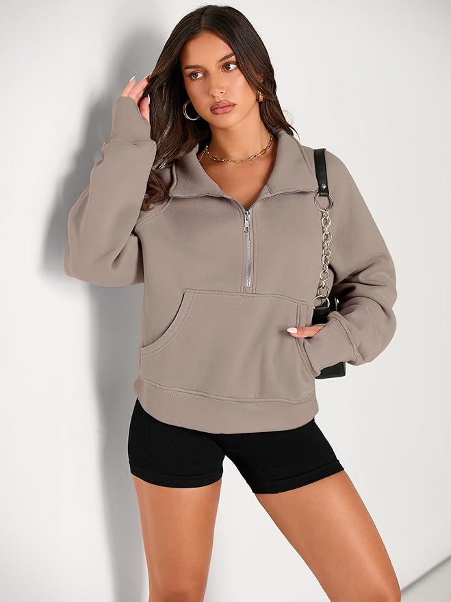 AUTOMET Womens Sweatshirts Half Zip Cropped Pullover Fleece Quarter Zipper Hoodies 2026 Fall Fashion Outfits Clothes