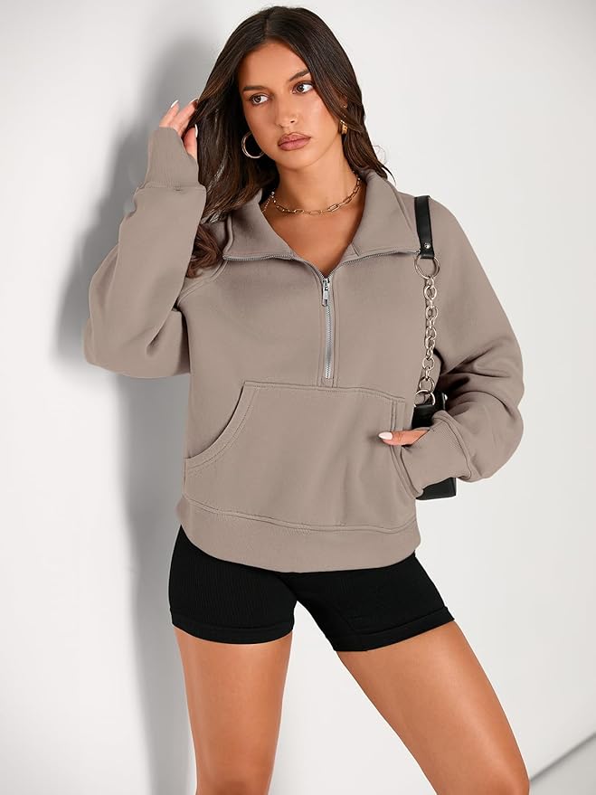 AUTOMET Womens Sweatshirts Half Zip Cropped Pullover Fleece Quarter Zipper Hoodies 2026 Fall Fashion Outfits Clothes