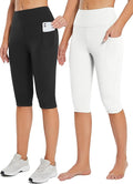 baleaf Women's Capri Leggings with Pockets High Waisted Knee Length Capris Stretch for Casual Yoga Pants Workout Exercise