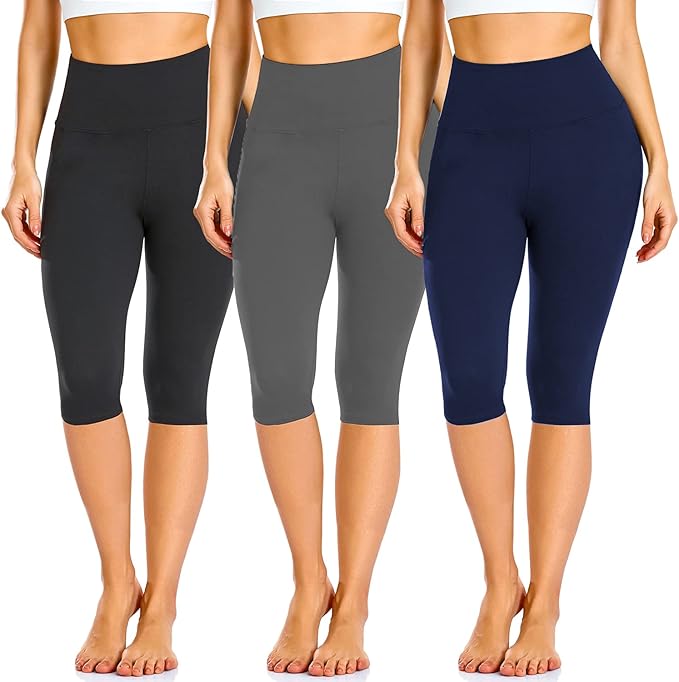 FULLSOFT 3 Pack Leggings for Women High Waisted Soft Black Yoga Pants for Workout Athletic Running Reg & Plus Size