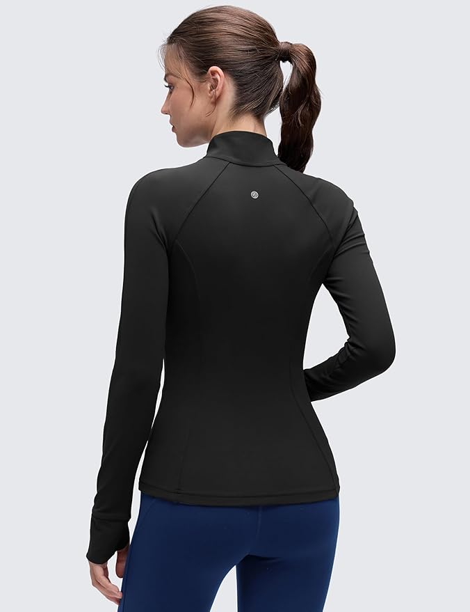 CRZ YOGA Butterluxe Hip Length Jackets for Women - Full Zip Athletic Track Tops with Thumb Holes Pockets