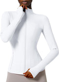 Locachy Women's Slim Fit Full Zip Athletic Running Sports Workout Jacket with Thumb Holes