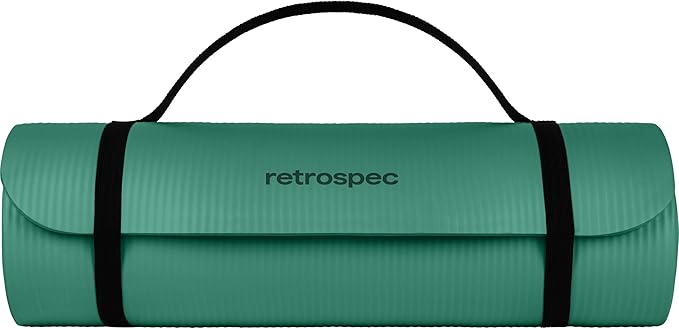Retrospec Solana Yoga Mat 1" Thick w/Nylon Strap for Men & Women - Non Slip Exercise Mat for Home Yoga, Pilates, Stretching, Floor & Fitness Workouts