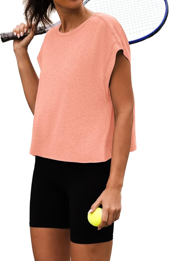 Women Open Back Workout Shirts Short Sleeve Tops Casual Yoga Y2k Athletic Gym Running Crop Tees