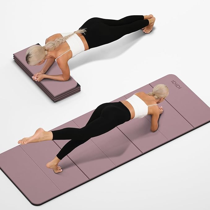 Foldable Yoga Mat Extra Thick 0.32 Inches-SGS Certified POE Material Exercise Mat, Non-Slip Design Fitness Mats, Multi-Purpose Workout Mats For Studio or Home Use