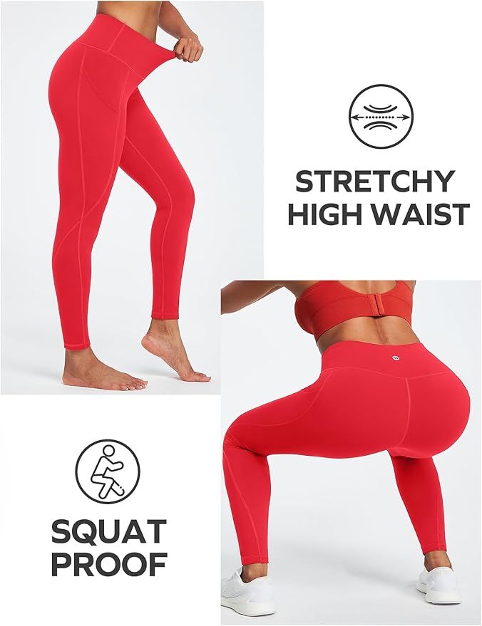Ewedoos Leggings with Pockets for Women High Waisted Athletic Workout Compression Leggings Tummy Control Yoga Pants Women