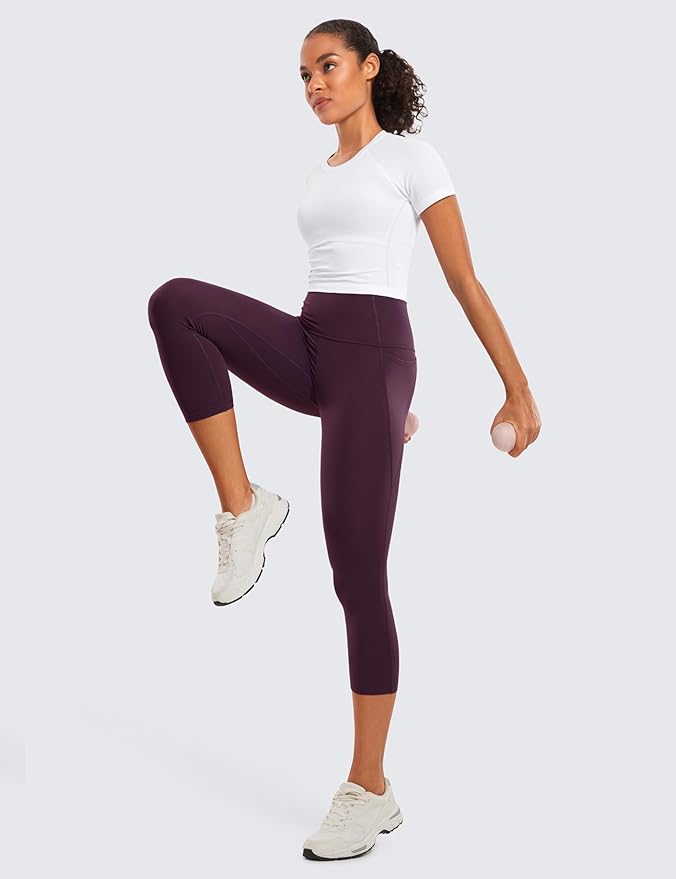 CRZ YOGA Butterluxe Workout Capri Leggings Pockets 21" - High Waisted Gym Athletic Womens Crop Yoga