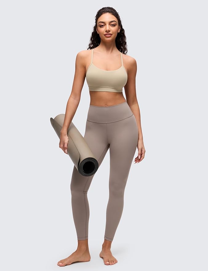 CRZ YOGA Butterluxe Y Back Sports Bras for Women - Padded Racerback Low Impact Spaghetti Thin Strap Workout Yoga Top