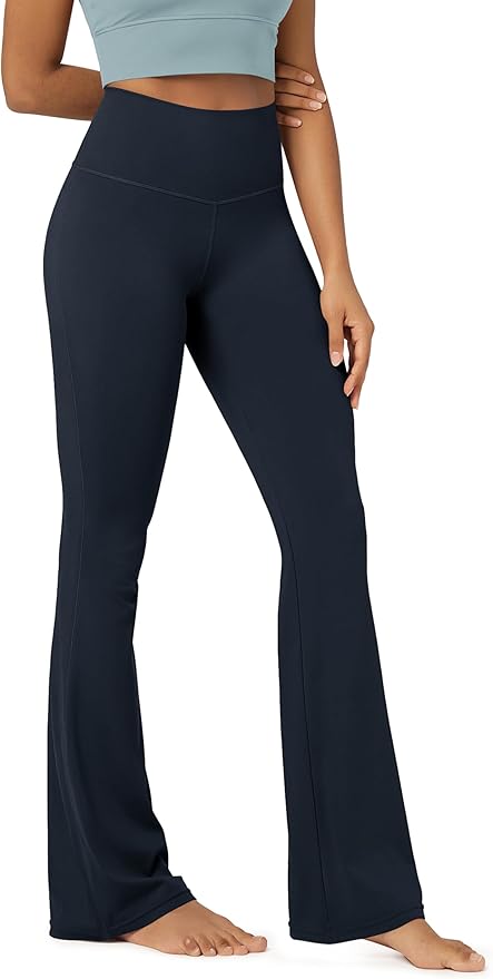 ODODOS Women's Powerful Tummy Control Flared Yoga Pants 2.0 High Waist Workout Bootcut Leggings with Inner Pocket- 29" / 31"