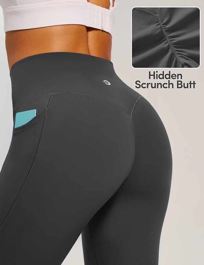 IUGA Invisible Scrunch Butt Lifting Leggings for Women No Front Seam Workout Leggings with Pockets Tummy Control Yoga Pants