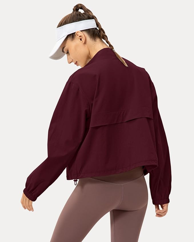 Locachy Women's Lightweight Zip Up Athletic Jacket Stand Collar Windproof Sun Protection Workout Outdoor Jacket