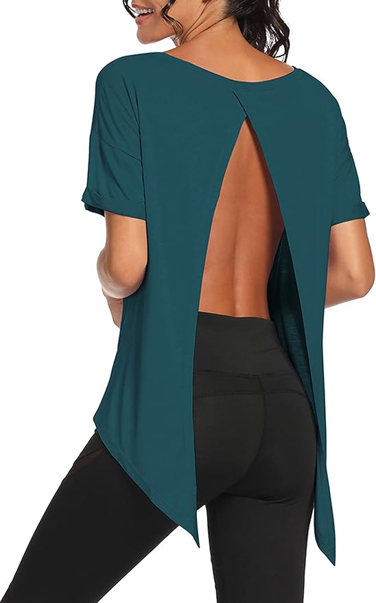 Bestisun Workout Tank Tops Open Back Yoga Exercise Shirts Tie Back Athletic Clothes for Women