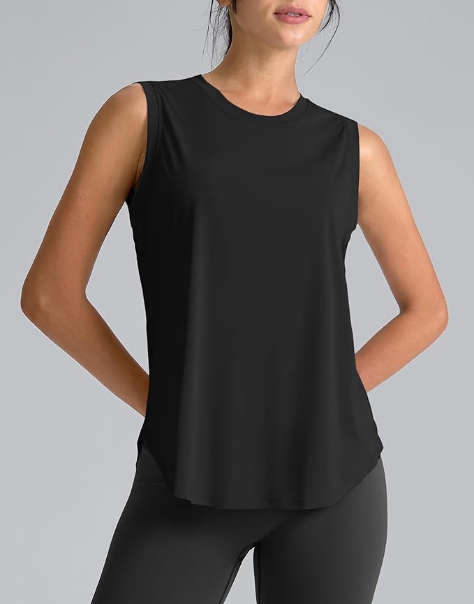 SANTINY Women's Sleeveless Workout Tops Breathable Lightweight Active Tennis Yoga Shirts Athletic Running Tank Tops for Women