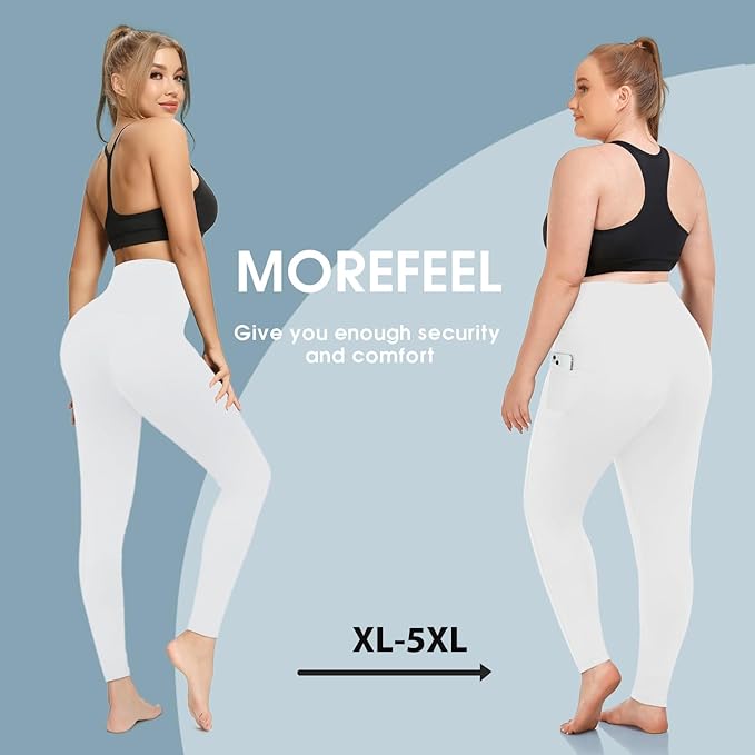 Plus Size Leggings for Women with Pockets-Stretchy XL-5XL Yoga Pants Tummy Control High Waist Workout Leggings