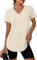 XIEERDUO Womens Workout Tops Short Sleeve Shirts Quick Dry Outfits for Hiking Running V Neck S-3XL