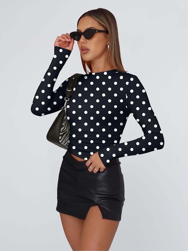 Trendy Queen Womens Long Sleeve T Shirts Fall Fashion 2026 Basic Crop Tops Going Out Outfits Y2k Clothes