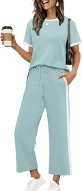 XIEERDUO Women's Side Slit Lounge Sets 2026 Fashion 2 Piece Travel Outfits Cozy Loungewear Wide Leg Tracksuits S-3XL