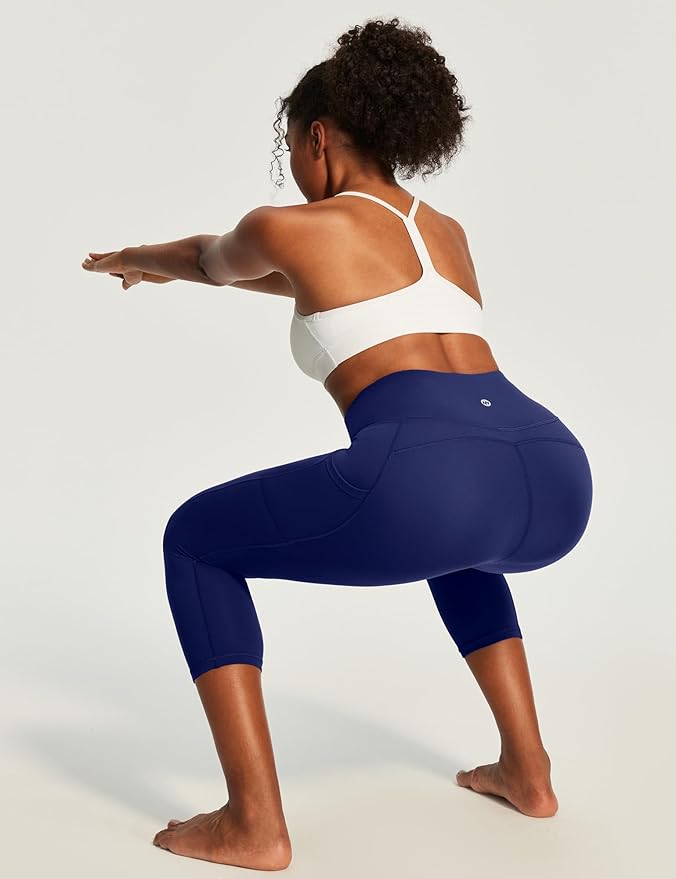 Ewedoos Capri Leggings for Women High Waisted Yoga Pants with Pockets for Women Tummy Control Workout Leggings Yoga Capris