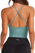 Danysu Sculpt Workout Tank Tops Women Backless Longline Sports Bras Strappy Padded Yoga Top