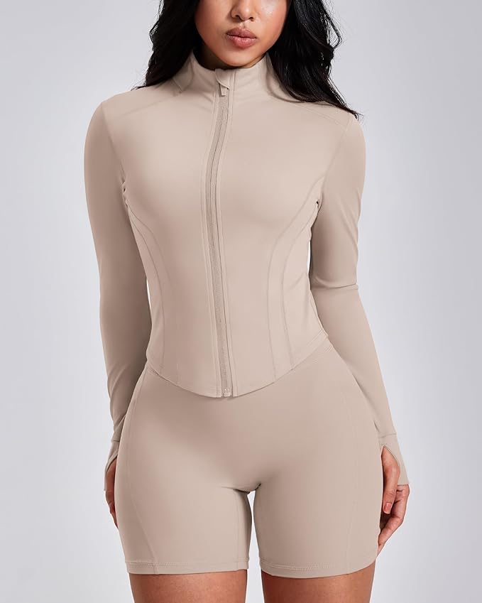 GYM RAINBOW Workout Jackets for Woman Lightweight Athletic Full Zip Running Jacket BBL Cropped Jackets Slim With Thumb Holes