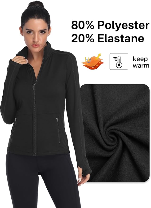 VUTRU Women's Workout Yoga Jacket Full Zip Running Track Jacket Fleece Athletic Jacket