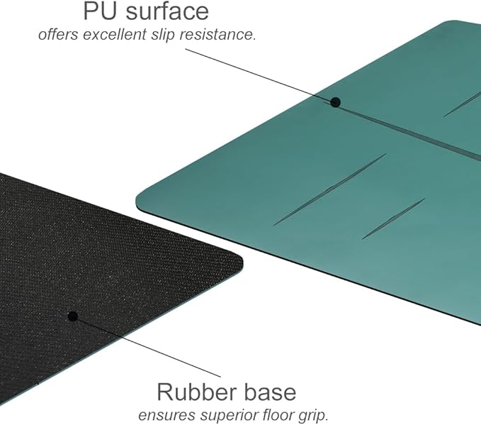 Natural Rubber Yoga Mat - Non Slip Non Toxic - 5mm Thick Yoga Mat for Hot Yoga/Pilates - Extra Large 26.8’’ with Alignment Guide - Sweat Proof - with Carrying Bag