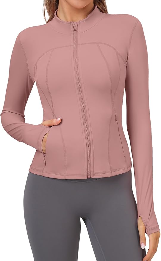 VUTRU Womens Workout Yoga Jacket Lightweight Zip Up Athletic Jacket Lightweight Cropped Jacekt with Pockets