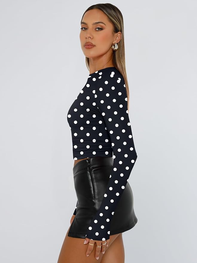 Trendy Queen Womens Long Sleeve T Shirts Fall Fashion 2026 Basic Crop Tops Going Out Outfits Y2k Clothes
