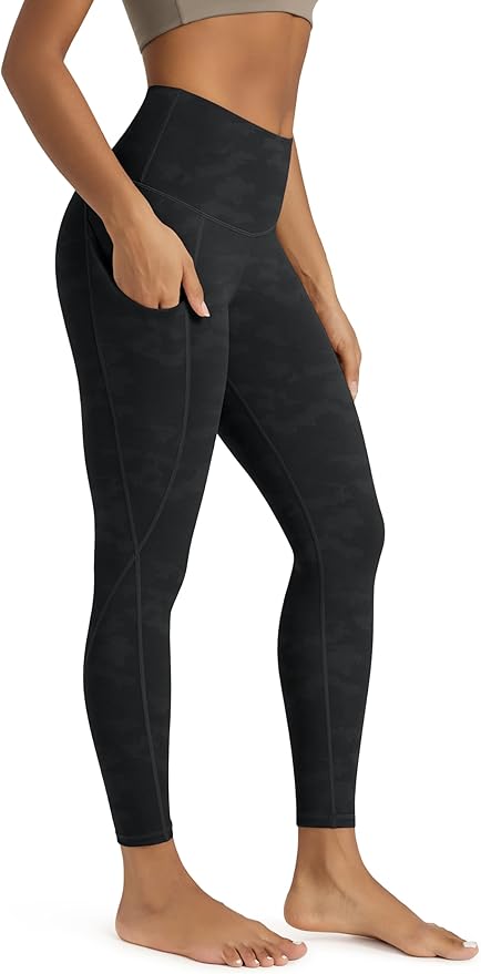 ODODOS Women's High Waisted Yoga Leggings with Pockets, Tummy Control Non See Through Workout Athletic Running Yoga Pants