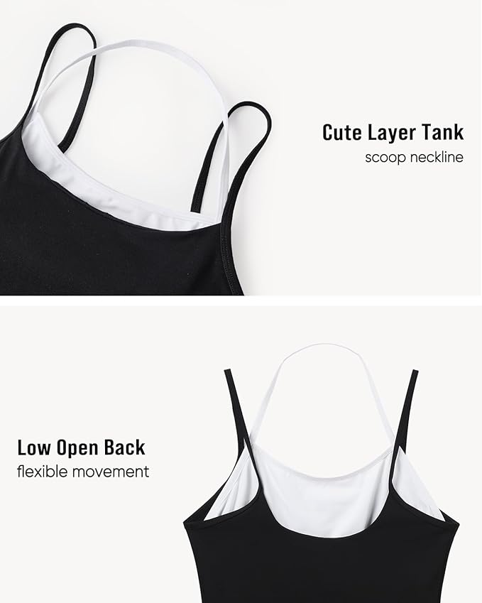 OMKAGI Halter Workout Tank Tops for Women Built in Bra Cute Layer Longline Sports Bras