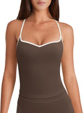 OMKAGI Sports Bras for Women Cute Sweetheart Neck Workout Tank Tops Open Back Yoga Bra Top